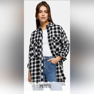 NWOT ASOS Topshop Relaxed Long Sleeve Boyfriend Checkered Button Down Shirt